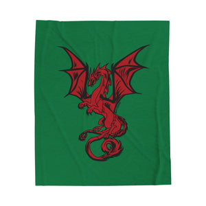 Dragon Velveteen Plush Blanket (Green) (Various Sizes)