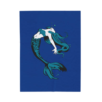 Mermaid Velveteen Plush Blanket (Blue) (Various Sizes)