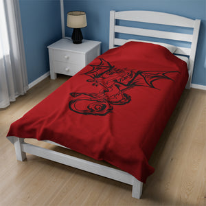 Dragon Velveteen Plush Blanket (Red) (Various Sizes)