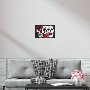 3 Skulls (With Red) Poster (Various Sizes)