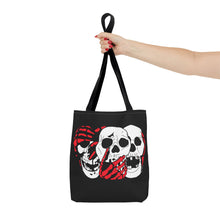 Load image into Gallery viewer, 3 Skulls (With Red) Tote Bag (Various Sizes)