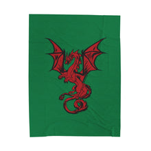 Load image into Gallery viewer, Dragon Velveteen Plush Blanket (Green) (Various Sizes)