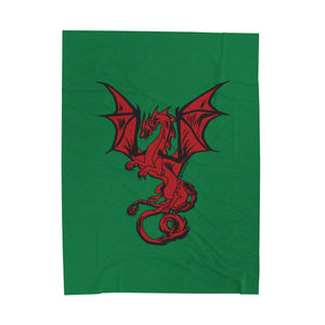 Dragon Velveteen Plush Blanket (Green) (Various Sizes)