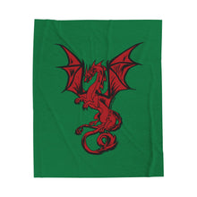 Load image into Gallery viewer, Dragon Velveteen Plush Blanket (Green) (Various Sizes)