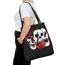 Load image into Gallery viewer, 3 Skulls (With Red) Tote Bag (Various Sizes)