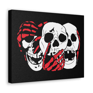 3 Skulls (With Red) Canvas Print (Various Sizes)