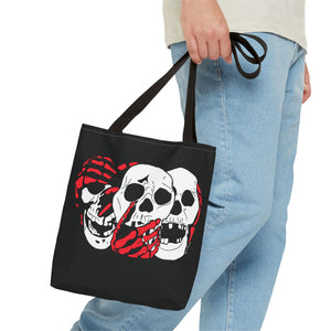 3 Skulls (With Red) Tote Bag (Various Sizes)