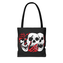 Load image into Gallery viewer, 3 Skulls (With Red) Tote Bag (Various Sizes)