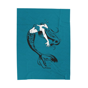 Mermaid Velveteen Plush Blanket (Aqua) (Various Sizes)