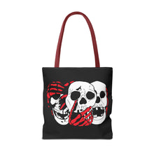 Load image into Gallery viewer, 3 Skulls (With Red) Tote Bag (Various Sizes)