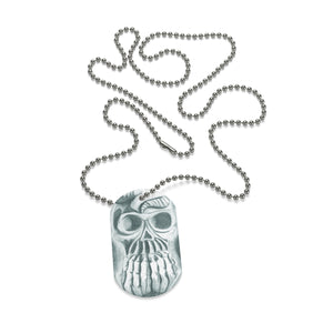 Skull in Hands Dog Tag Necklace