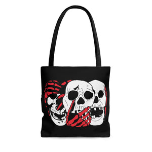 3 Skulls (With Red) Tote Bag (Various Sizes)